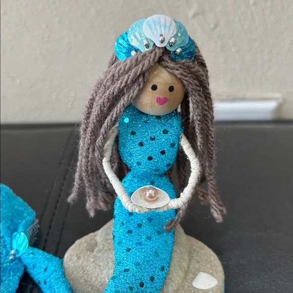 CUSTOM ORDER FOR @Julhow - Handcrafted Blue Mermaid Figurine - Picture 3 of 5